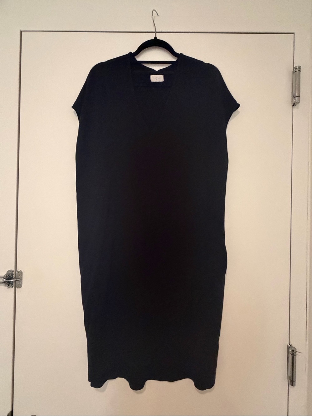 Black V-Neck Midi Dress